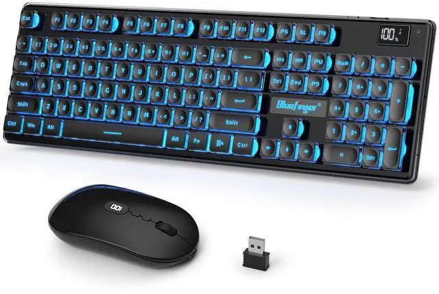Main image of Wireless Gaming Keyboard and Mouse Combo, Upgrade Battery Percentage Display, Rechargeable Slim Gaming Keyboard Mouse Set, Light Up Full-Size Keyboard Silent Mouse Set for Computer Laptop