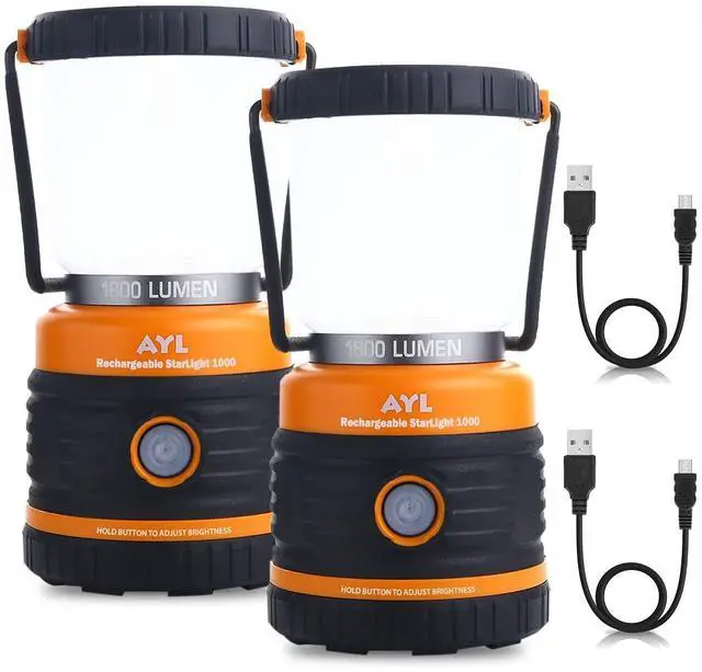 Main image of LED Camping Lantern Rechargeable, 1800LM, 4 Light Modes, 4400mAh Power Bank, IP44 Waterproof, Perfect Lantern Flashlight for Hurricane, Emergency, Power Outages, Home and More, with USB Cable (2 Pack)