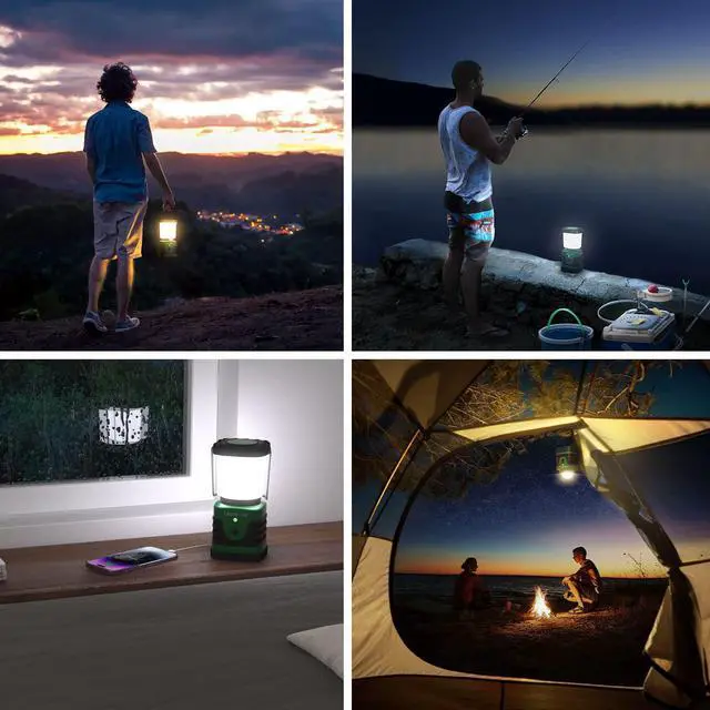 Alt view image 7 of 7 - Lighting EVER LED Camping Lantern Rechargeable, 1000LM, 4 Light Modes, 4400mAh Power Bank, IP44 Waterproof, Lantern Flashlight for Hurricane Emergency, Hiking, Home and More, USB Cable Included