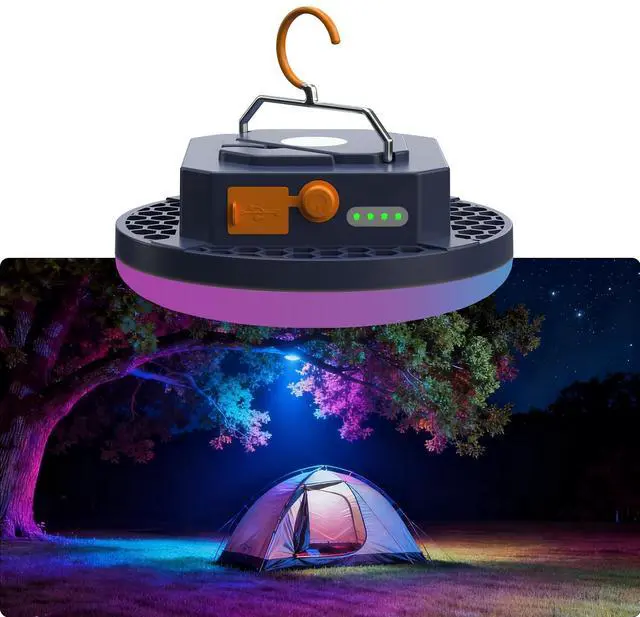 Main image of 10000mAh Rechargeable 3000LM Tent Light Camping Light, 6500K 24Hours Long Play Time , Outdoor Night Market Light Night Fishing Lantern Emergency Lights for Hurricane Tsunami disasters (Colorful)