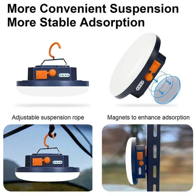 Alt view image 4 of 7 - 10000mAh Rechargeable 3000LM Tent Light Camping Light, 6500K 24Hours Long Play Time , Outdoor Night Market Light Night Fishing Lantern Emergency Lights for Hurricane Tsunami disasters (Colorful)