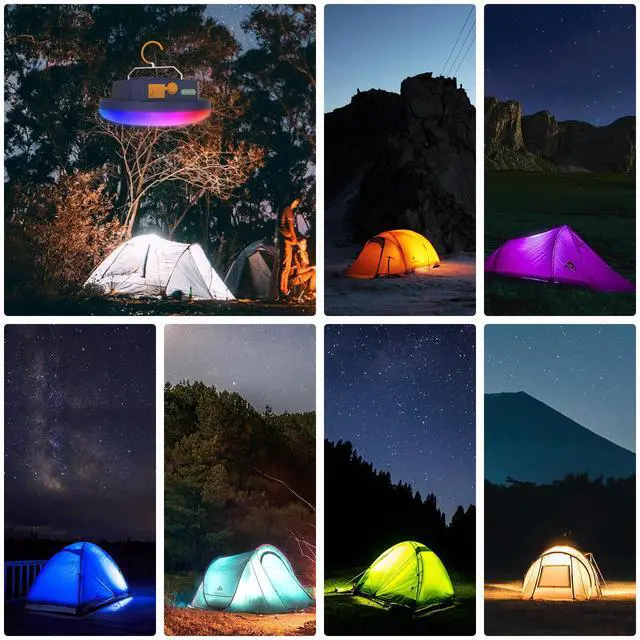 Alt view image 5 of 7 - 10000mAh Rechargeable 3000LM Tent Light Camping Light, 6500K 24Hours Long Play Time , Outdoor Night Market Light Night Fishing Lantern Emergency Lights for Hurricane Tsunami disasters (Colorful)