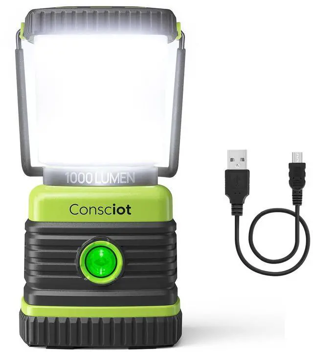 Main image of LED Camping Lantern Rechargeable, Camping Lights, 1000LM, 4 Light Modes, 4400mAh Power Bank, IPX4 Waterproof Tent Lights, Dimmable Flashlight for Emergency, Power Outages, USB Cable Included