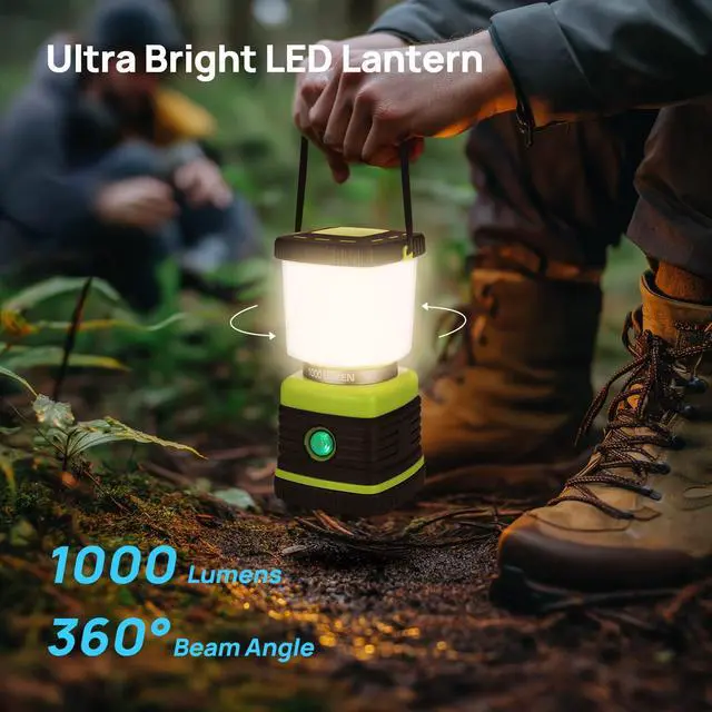 Alt view image 2 of 7 - LED Camping Lantern Rechargeable, Camping Lights, 1000LM, 4 Light Modes, 4400mAh Power Bank, IPX4 Waterproof Tent Lights, Dimmable Flashlight for Emergency, Power Outages, USB Cable Included