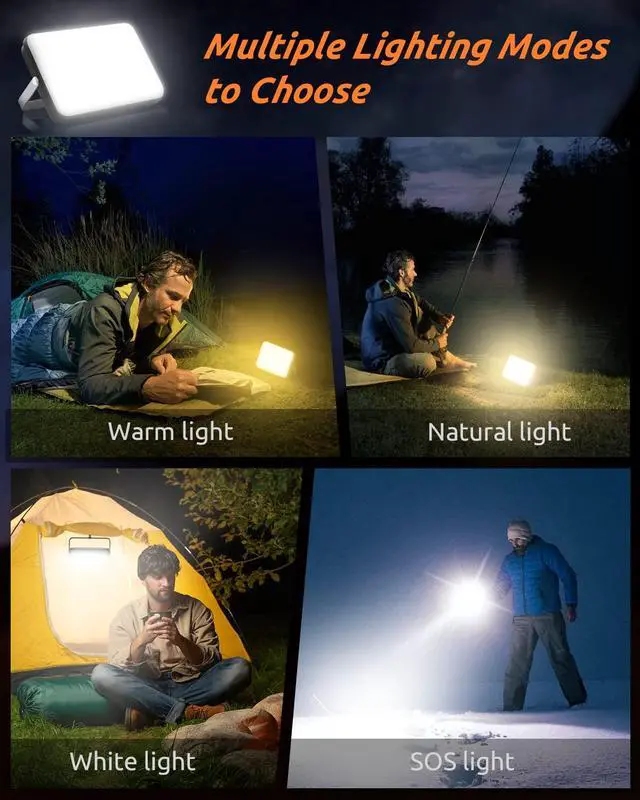 Alt view image 3 of 7 - LED Camping Lantern Rechargeable, 20000mAh Portable Camping Lights up to 144 Hours & 4 Light Modes, IPX5 Waterproof Camping Essentials for Power Outages, Emergency, Tent, Gift for Men