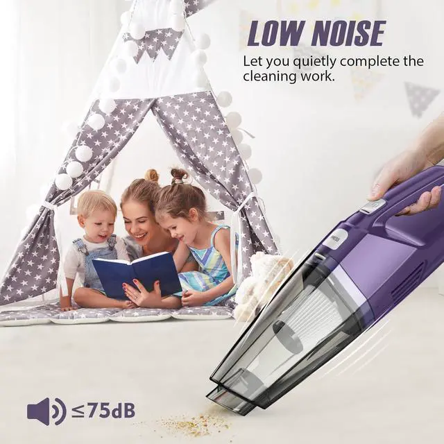 Alt view image 4 of 7 - Handheld Vacuum Cordless Car Vac Portable with 8KPA & Multi Accessories & Low Noise, Lightweight Hand Held Vacuum Cordless Rechargeable for Car/Home/Dust/Pet Hair, Mine Portable Vacuum