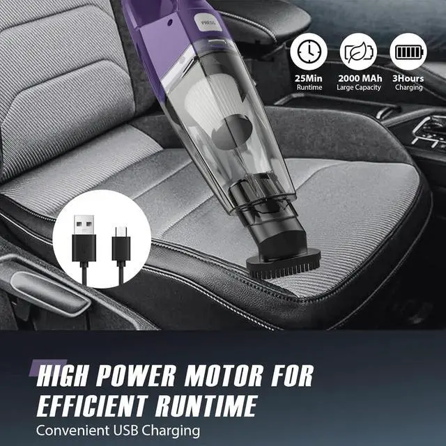 Alt view image 6 of 7 - Handheld Vacuum Cordless Car Vac Portable with 8KPA & Multi Accessories & Low Noise, Lightweight Hand Held Vacuum Cordless Rechargeable for Car/Home/Dust/Pet Hair, Mine Portable Vacuum