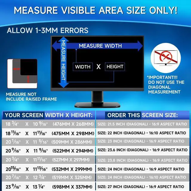 Alt view image 2 of 7 - 2-Pack 24 Inch Computer Privacy Screen Filter, Anti-Spy/Glare Protector Film for Widescreen Monitor with 16:9 Aspect Ratio (Width x Height: 531mm x 298mm)
