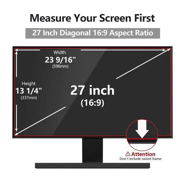 Alt view image 2 of 6 - Computer Privacy Screen Protector 27 Inch, Removable Security Shield Filter for 16:9 Aspect Ratio Monitor Like ViewSonic Sceptre AOC Koorui BenQ(27" Diagonal 16:9 1 Pack)
