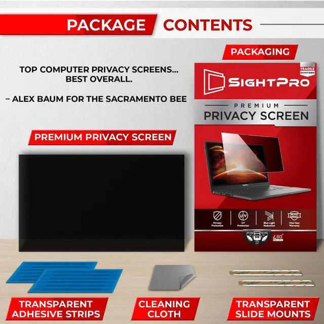 Alt view image 6 of 7 - 14 Inch 16:9 Laptop Privacy Screen Filter - Privacy Shield and Anti-Glare Protector (Not Magnetic)