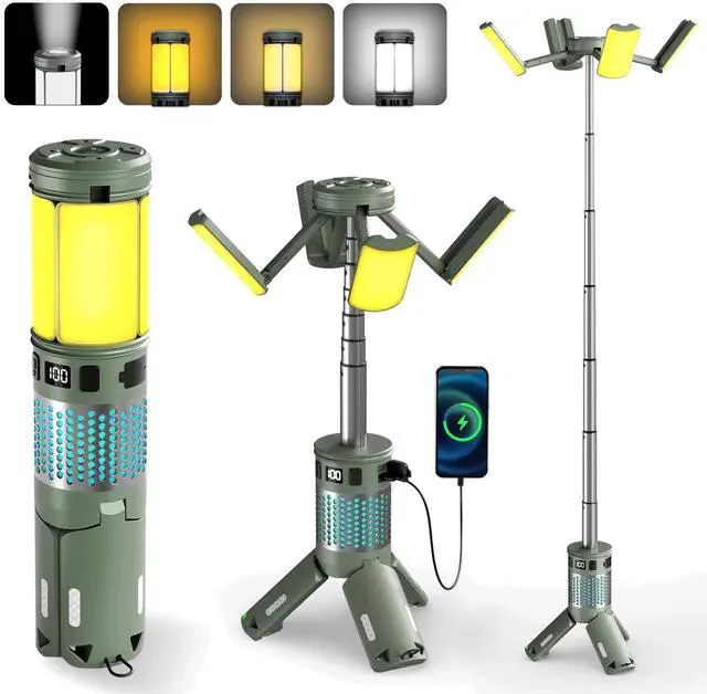 Main image of Telescopic Camping Lights, Rechargeable Camping Lights with Stand,12000mAh Collapsible Camping Lanterns, Magnetic Base Portable Flashlights IPX5 Waterproof for Camping,Hiking,Emergency Use