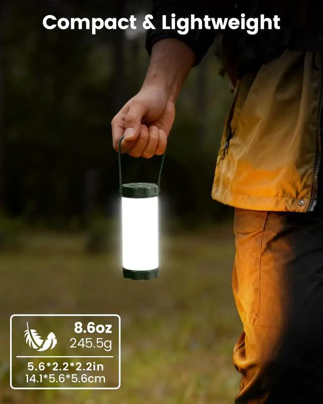 Alt view image 7 of 7 - 106 LED Camping Lights, Up to 80Hrs, 5000mAh Camping Lantern Rechargeable with 5 Brightness 3 Modes & SOS, IP68 Waterproof, Max 1200LM, Lanterns for Power Outages Hiking Emergency Hurricane