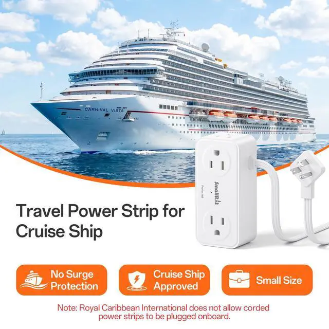 Alt view image 4 of 7 - Power Strip with USB, 2 Pcs Flat Extension Cord with Multiple Outlets3.3FT Flat Plug Power Bar with 4 Outlet Extender for Travel, Hotel, Dorm, Cruise Eessentials, No Surge Protection, White
