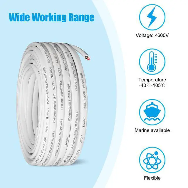 Alt view image 6 of 7 - 18 Gauge Duplex Marine Wire Tinned Copper Boat Cable, 50ft 18 AWG Standard USA OFC Oxygen Free Copper Wire for Automotive Boat Speakers Solar Outdoors