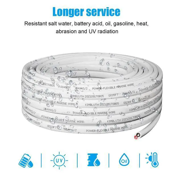 Alt view image 7 of 7 - 18 Gauge Duplex Marine Wire Tinned Copper Boat Cable, 50ft 18 AWG Standard USA OFC Oxygen Free Copper Wire for Automotive Boat Speakers Solar Outdoors