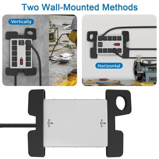 Alt view image 5 of 7 - Heavy Duty Power Strip with USB Ports, Garage 10 Outlets Surge Protector 2700 Joules, Industrial Workshop Metal 15Amp Multiple Outlets, 5 FT Extension Cord and Wide Spaced Grey.