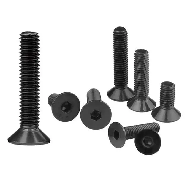 Alt view image 4 of 7 - M3-0.5 x 14mm Flat Head Socket Cap Screws, 10.9 Grade Alloy Steel,DIN 7991,Allen Socket Drive, Black Oxide Finish, Machine Thread, Countersunk Bolts,Fully Thread Quantity 60