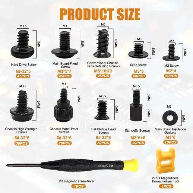 Alt view image 2 of 7 - 400PCS Computer Screws Motherboard Standoffs, PC Case, Fan, SSD, CD-ROM Screws for DIY PC Installation and Repair