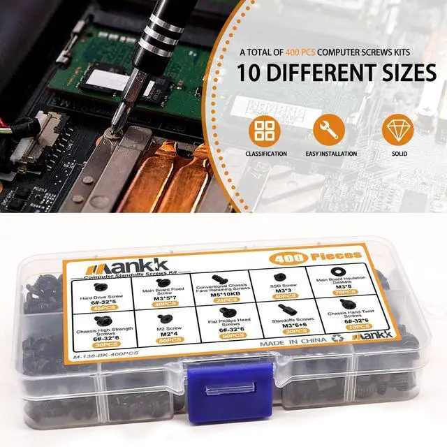 Alt view image 5 of 7 - 400PCS Computer Screws Motherboard Standoffs, PC Case, Fan, SSD, CD-ROM Screws for DIY PC Installation and Repair