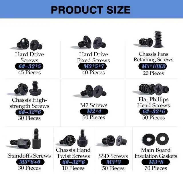 Alt view image 2 of 7 - 400PCS Computer Screws Motherboard Standoffs Assortment Kit for Universal Motherboard, HDD, SSD, Hard Drive,Fan, Power Supply, Graphics, PC Case for DIY & Repair