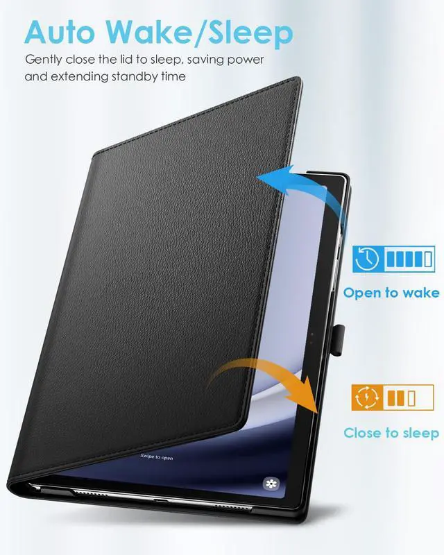 Alt view image 5 of 7 - Rotating Case for Samsung Galaxy Tab A9+/A9 Plus 11 Inch 2023, 90 Degree Rotating Stand Cover, Support Auto Wake Sleep for Galaxy Tab A9+ Tablet SM-X210/X216/X218, Black