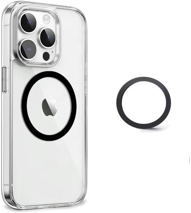 Main image of Black Magnetic Ring Sticker for Magsafe Wireless Charger, Universal Metal Ring for iPhone 12/13/14/15 & Galaxy S8+