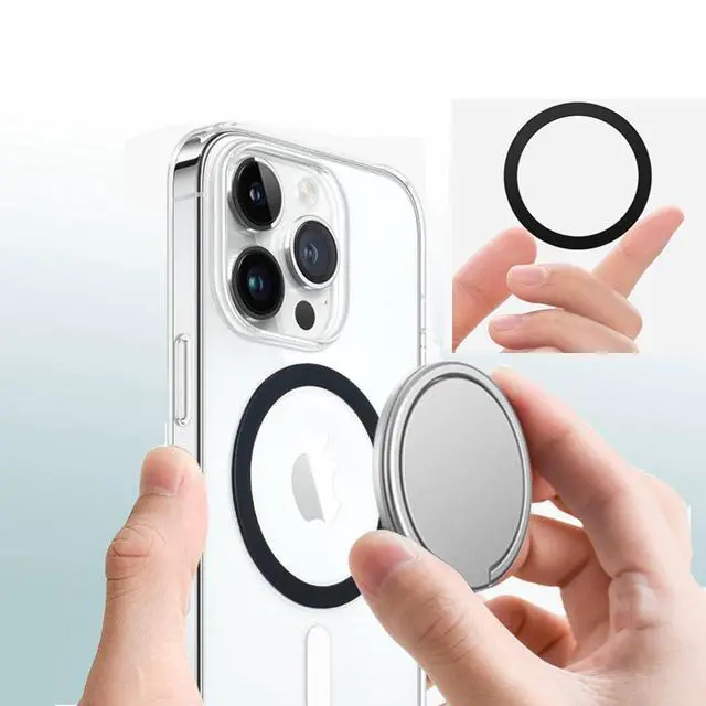 Alt view image 3 of 4 - Black Magnetic Ring Sticker for Magsafe Wireless Charger, Universal Metal Ring for iPhone 12/13/14/15 & Galaxy S8+