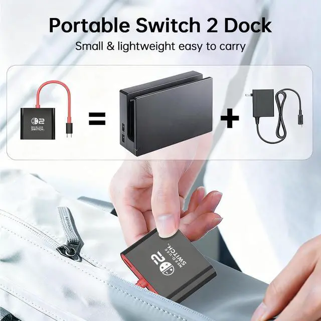 Alt view image 2 of 7 - Switch 2 Dock for Nintendo Switch Docking Station, Upgrade for Nintendo Switch TV Adapter with 4K@ 60Hz HDMI USB 3.0 and 100W PD Port, Portable Travel Dock for Switch 2/OLED MacBook Steam Deck