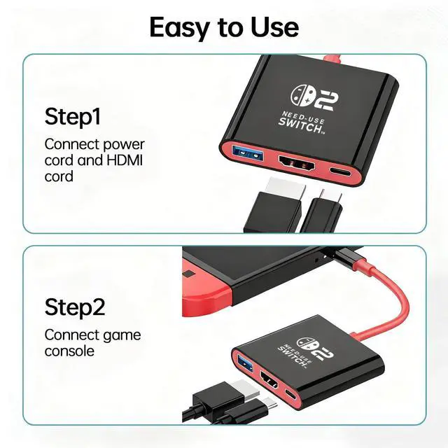 Alt view image 7 of 7 - Switch 2 Dock for Nintendo Switch Docking Station, Upgrade for Nintendo Switch TV Adapter with 4K@ 60Hz HDMI USB 3.0 and 100W PD Port, Portable Travel Dock for Switch 2/OLED MacBook Steam Deck