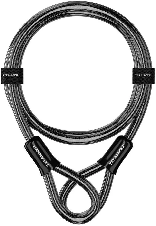 Main image of Bike Lock Cable,12mm Thick Security Cable with Loops Heavy Duty Steel Cable Vinyl Coated Bike Cable Lock Security Chain (4ft, 7ft, 15ft, 30ft)