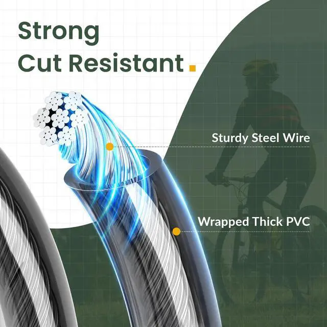 Alt view image 3 of 7 - Bike Lock Cable,12mm Thick Security Cable with Loops Heavy Duty Steel Cable Vinyl Coated Bike Cable Lock Security Chain (4ft, 7ft, 15ft, 30ft)