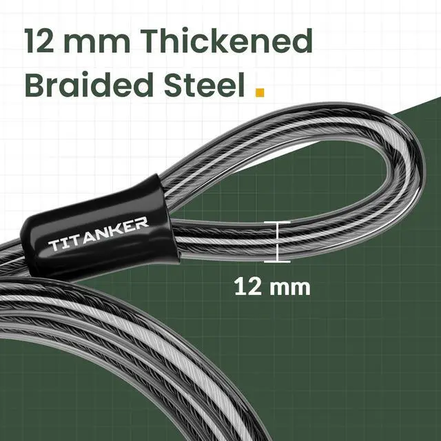 Alt view image 2 of 7 - Bike Lock Cable,12mm Thick Security Cable with Loops Heavy Duty Steel Cable Vinyl Coated Bike Cable Lock Security Chain (4ft, 7ft, 15ft, 30ft)