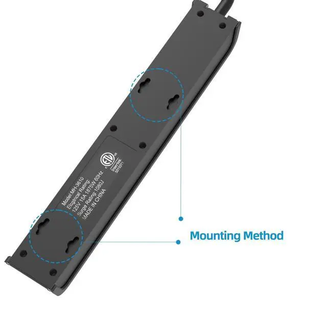 Alt view image 5 of 7 - Power Strip Surge Protector, 6 Feet Extension Cord, 600 Joules Surge Protection, Multiple Protection 6 Outlet Strip, ETL Listed (1 Pack)