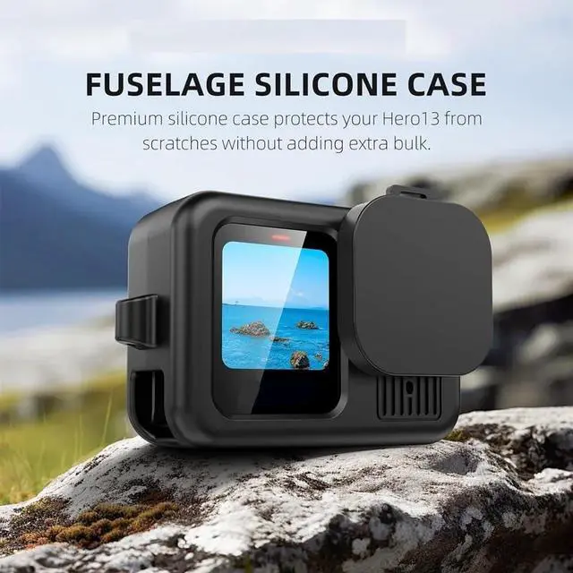 Alt view image 2 of 7 - Camera Silicone Protective Case Accessories Kit Compatible with Hero 9 10 11 12 13, Includes Silicone Cover, Lens Cap, Battery Cover, Tempered Glass, Storage Box & Wrist Lanyard for Travel
