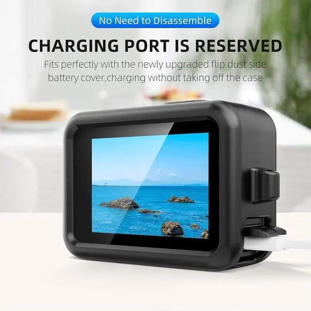 Alt view image 5 of 7 - Camera Silicone Protective Case Accessories Kit Compatible with Hero 9 10 11 12 13, Includes Silicone Cover, Lens Cap, Battery Cover, Tempered Glass, Storage Box & Wrist Lanyard for Travel