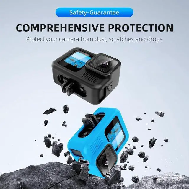 Alt view image 4 of 7 - Camera Silicone Protective Case Accessories Kit Compatible with Hero 9 10 11 12 13, Includes Silicone Cover, Lens Cap, Battery Cover, Tempered Glass, Storage Box & Wrist Lanyard for Travel