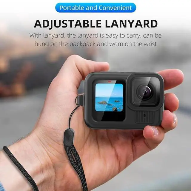 Alt view image 3 of 7 - Camera Silicone Protective Case Accessories Kit Compatible with Hero 9 10 11 12 13, Includes Silicone Cover, Lens Cap, Battery Cover, Tempered Glass, Storage Box & Wrist Lanyard for Travel