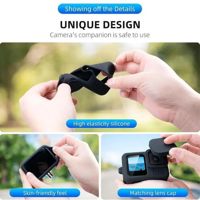 Alt view image 7 of 7 - Camera Silicone Protective Case Accessories Kit Compatible with Hero 9 10 11 12 13, Includes Silicone Cover, Lens Cap, Battery Cover, Tempered Glass, Storage Box & Wrist Lanyard for Travel