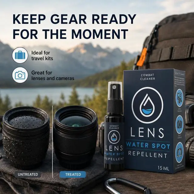 Alt view image 6 of 7 - Spray and Microfiber Lens Cleaner Care Kit - Water Spot Repellent Camera Lens and Optical Cleaning Solution for Coated Lenses, Binoculars, Scopes, Cameras, Glasses, Sunglasses, Screens