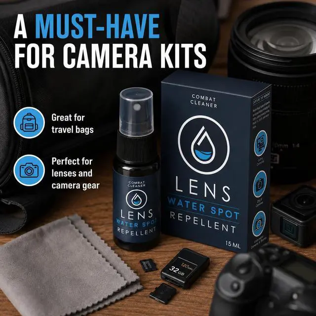 Alt view image 5 of 7 - Spray and Microfiber Lens Cleaner Care Kit - Water Spot Repellent Camera Lens and Optical Cleaning Solution for Coated Lenses, Binoculars, Scopes, Cameras, Glasses, Sunglasses, Screens
