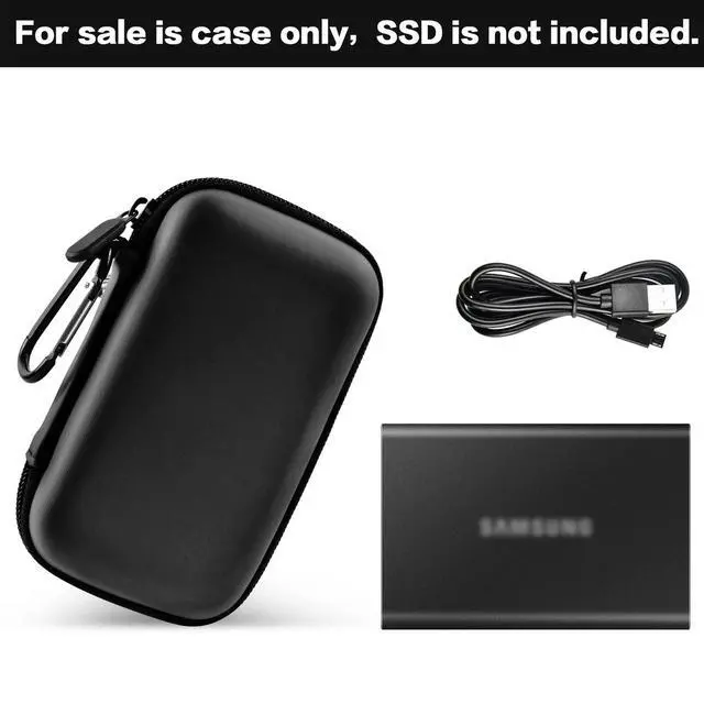 Alt view image 3 of 7 - Case Compatible with Samsung T7/ T7 Touch Portable SSD 1TB 2TB 500GB USB 3.2 External Solid State Drive, Travel Carrying Storage Organizer Fits for USB Cables and More Accessories (Full Black)