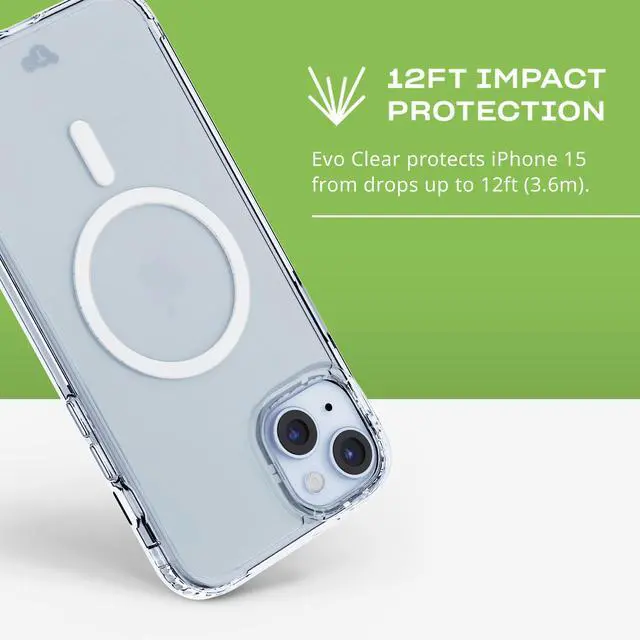 Alt view image 4 of 7 - Evo Clear Case for iPhone 15 Plus - Compatible with MagSafe - Impact Protection Case - Clear
