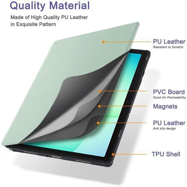 Alt view image 4 of 7 - Case for Samsung Galaxy Tab A11+ Plus 11 2025, Multi-Viewing Angles, All New PU Leather Folio Stand Cover with Auto Sleep Wake Feature for Samsung Galaxy Tab A11+ Tablet 11-inch, Sage Green