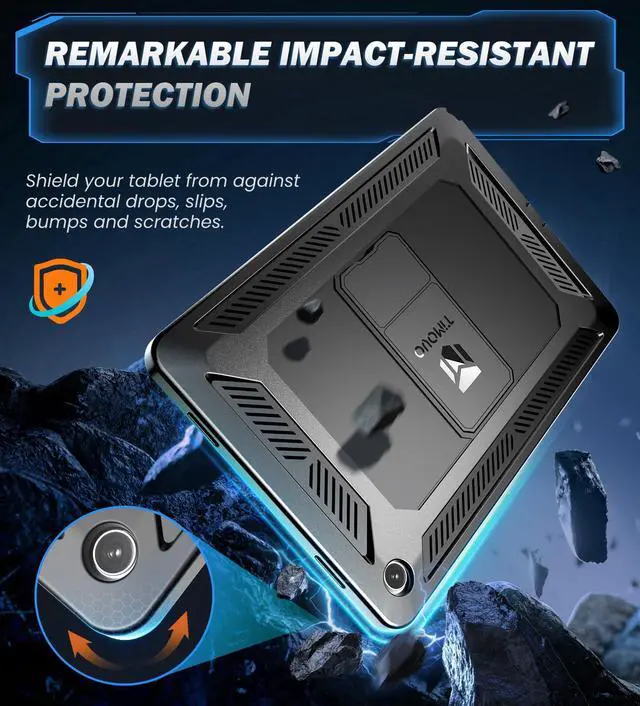 Alt view image 4 of 7 - Case for Samsung Galaxy Tab A11+/A11 Plus 11 Inch 2026 SM-X230/X236/X238 with Screen Protector, Heavy Duty Shockproof Rugged Full Body Protective Cover, Black