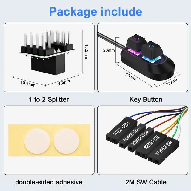 Alt view image 7 of 7 - External Power Button for Desktop, PC Power Switch, Push Button, Manual Operation, Black