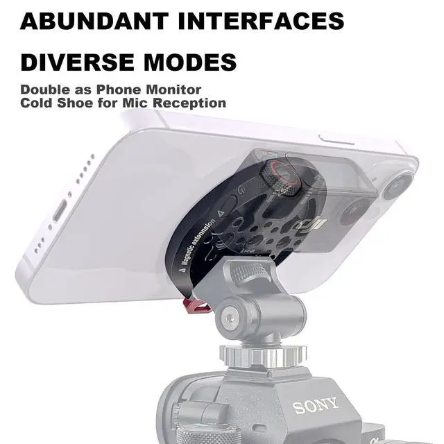 Alt view image 6 of 7 - Magnetic Tripod Mount Adapter with 1/4" Threads & Multi-Angle Arri Holes, MagSafe Compatible Stand for iPhone 16 Pro Max, 15 Plus, 14, 13, 12 Mini - ME60 (ME60S)