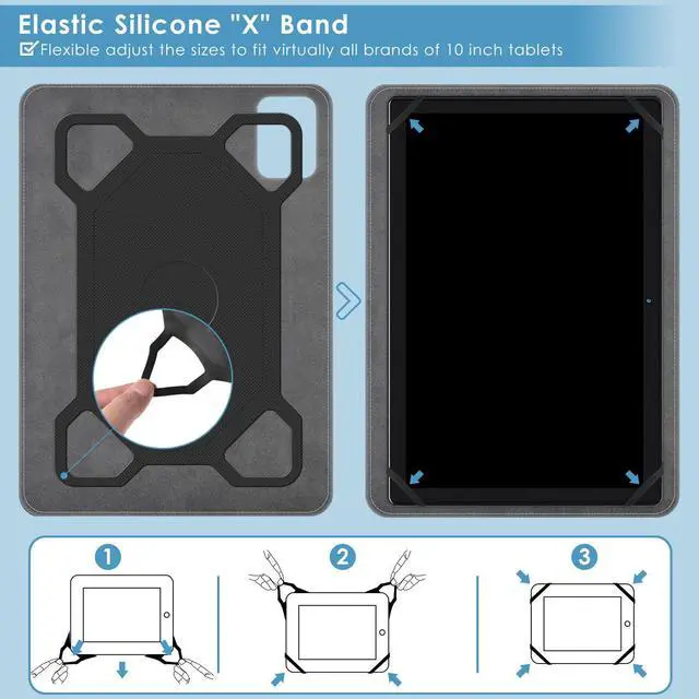 Alt view image 4 of 7 - Universal 10.1 inch Tablet Case for Urao X109,ECOPAD TH-KK12C,MEIZE D138C,Frameflow P10_A,SHARECLOUD P10_T 10.1" Tablet,2-Angle Viewing Stand,3 Card Slots