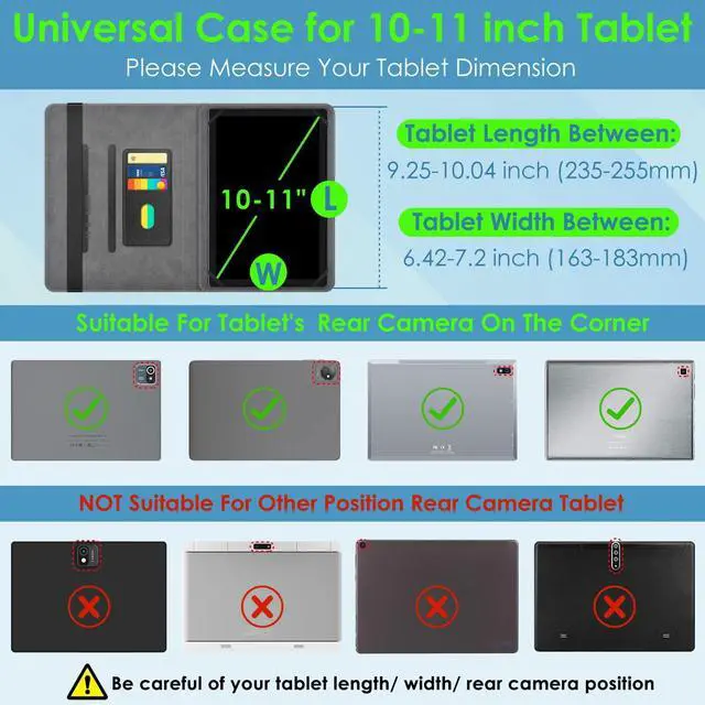 Alt view image 2 of 7 - Universal 10.1 inch Tablet Case for Urao X109,ECOPAD TH-KK12C,MEIZE D138C,Frameflow P10_A,SHARECLOUD P10_T 10.1" Tablet,2-Angle Viewing Stand,3 Card Slots