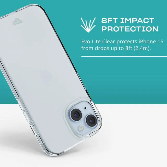 Alt view image 4 of 7 - EvoLite case for iPhone 15 / 16e - Thin Impact Protection Case - Clear