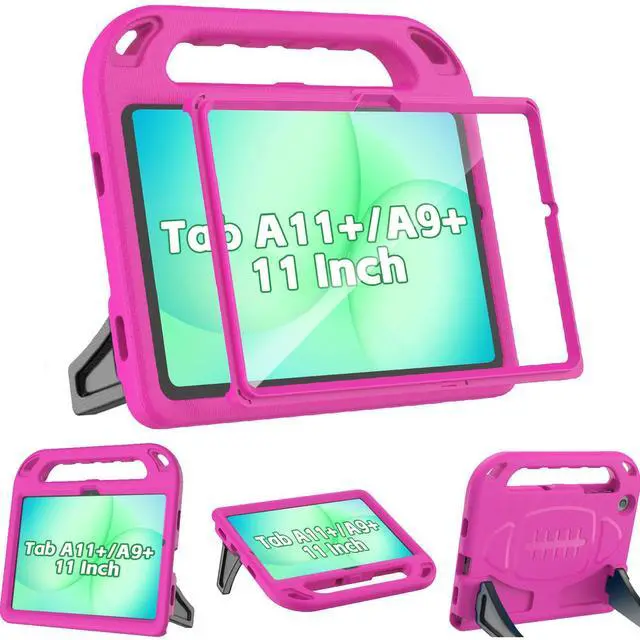 Main image of Kids Case for Samsung Galaxy Tab A11+ Plus 11 2026/Tab A9+ Plus 11 inch Tablet, with Screen Protector, Shockproof Lightweight Stand Handle Galaxy Tab A11 Plus/A9 Plus Case for Kids, Rose